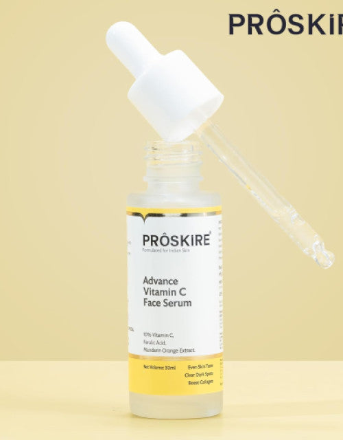 Proskire 10% Advance Vitamin C Serum With Ferulic Acid, For Dark Spots Pigmentation & Glowing Face - 30 ml (Pack of 2)